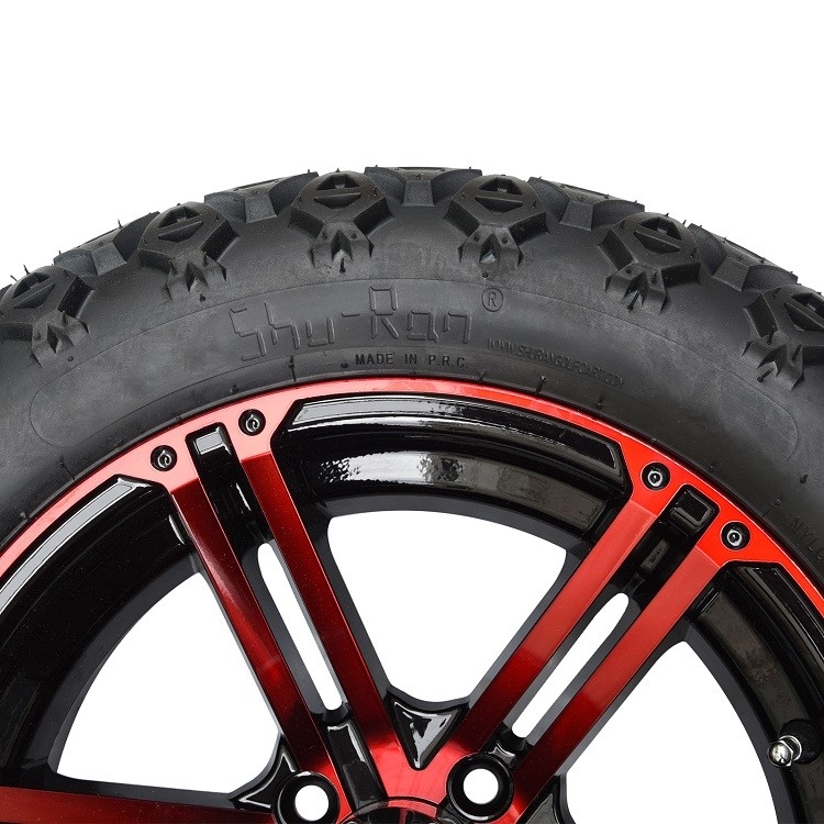 Ruote nere rosse/lucide del carretto di golf a 14 pollici e 22x10-14» DOT All Terrain Tires Assembly