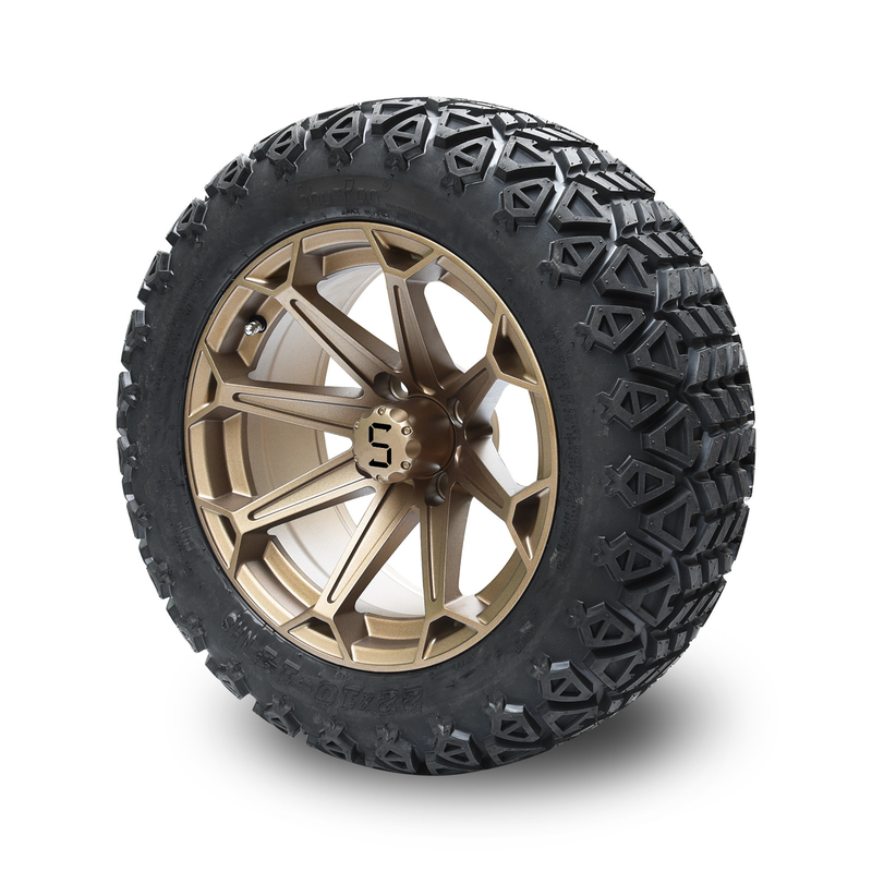 Ruota bronzea a 14 pollici del carretto di golf e gomma fuori strada 22x10-14 con le alette ed i cappucci concentrare