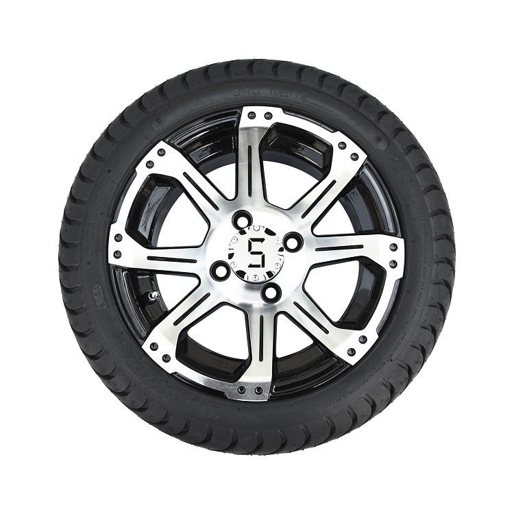 Il carretto di golf a 12 pollici di alluminio nero spinge e stanca 215 35 12 con 8 raggi