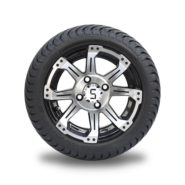 Il carretto di golf a 12 pollici di alluminio nero spinge e stanca 215 35 12 con 8 raggi