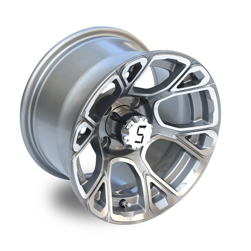 A 12 pollici del carretto di golf lavorato/ruote di alluminio del Gunmetal compreso il modello concentrare dei cappucci 4x4 (101.6mm) Bolt