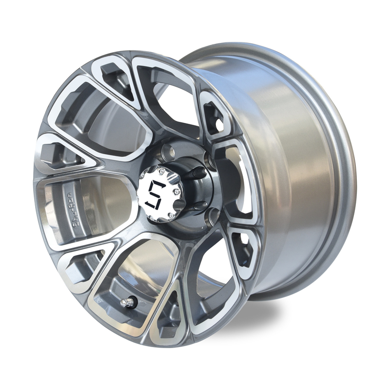 A 12 pollici del carretto di golf lavorato/ruote di alluminio del Gunmetal compreso il modello concentrare dei cappucci 4x4 (101.6mm) Bolt