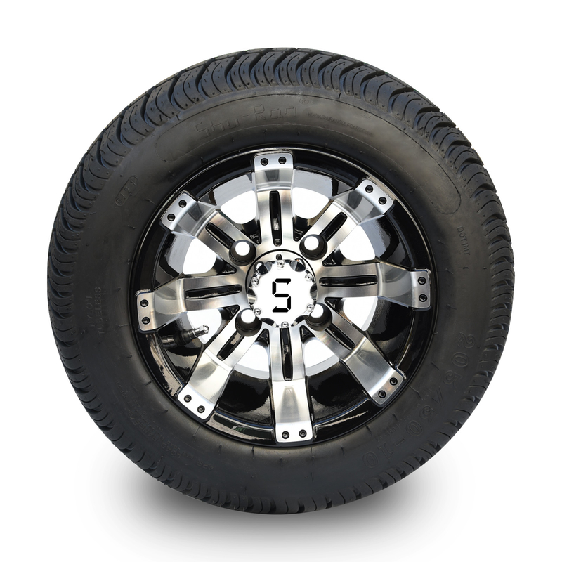 205/50-10 DOT Low Profile Street Tires ed il carretto di golf a 10 pollici hanno lavorato/pieghe combinata ruote nere lucide le 4 stimate