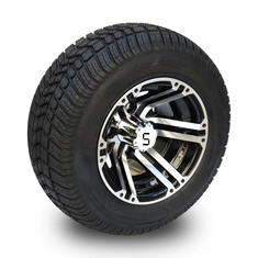 10' Golf Cart Rim And 205/50-10 DOT Street Tire Assembly - Macchinato/Nero lucido