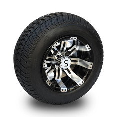 10' Golf Cart Rim And 205/50-10 DOT Street Tire Assembly - Macchinato/Nero lucido