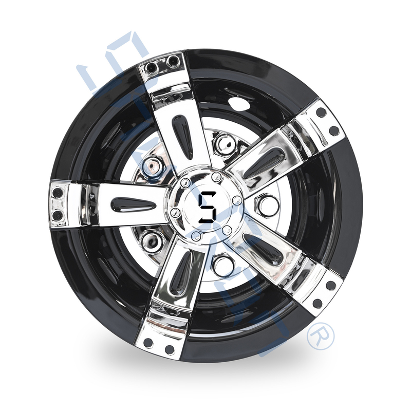 La ruota a 10 pollici universale di Chrome del nero del carretto di golf copre i cappucci di hub con il logo di S - metta di 4