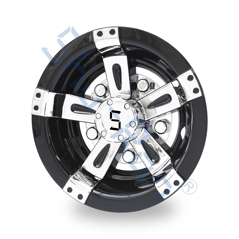 Universale del carretto di golf 8/10 di pollice dell'ABS di coperture di ruota di plastica - Black&Chrome con il logo di S (metta di 4)