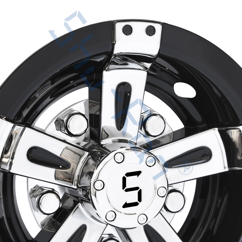 Universale del carretto di golf 8/10 di pollice dell'ABS di coperture di ruota di plastica - Black&Chrome con il logo di S (metta di 4)